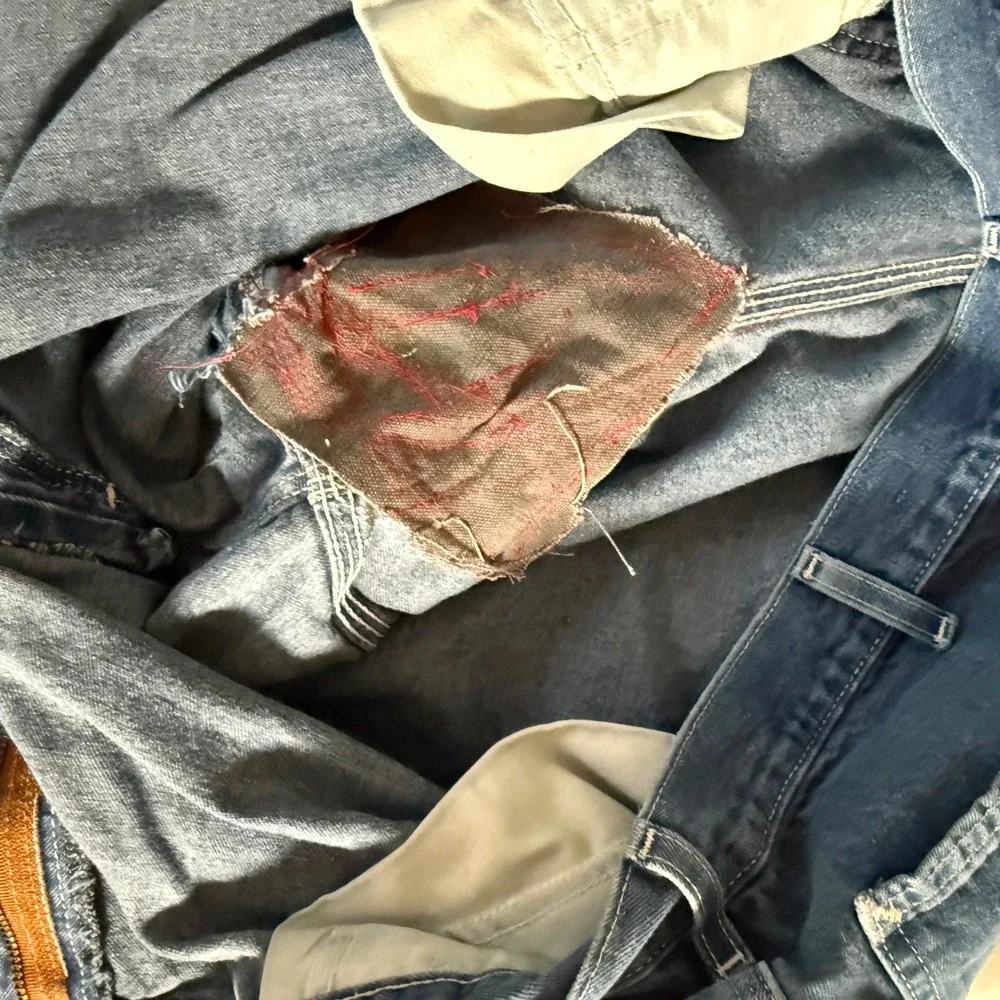 Carhartt B13 DST Mens 40x32 Blue Denim Carpenter Work Pants Distressed Dungaree